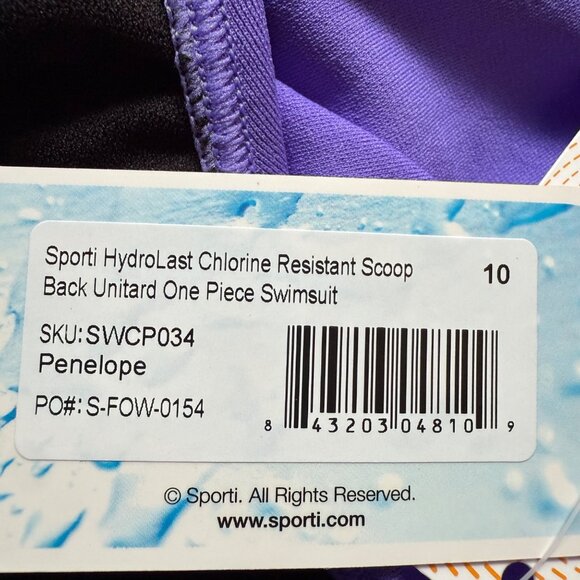 Sporti Size 10 NEW Purple HydroLast UV Protection Unitard One Piece Swimsuit - Picture 8 of 14